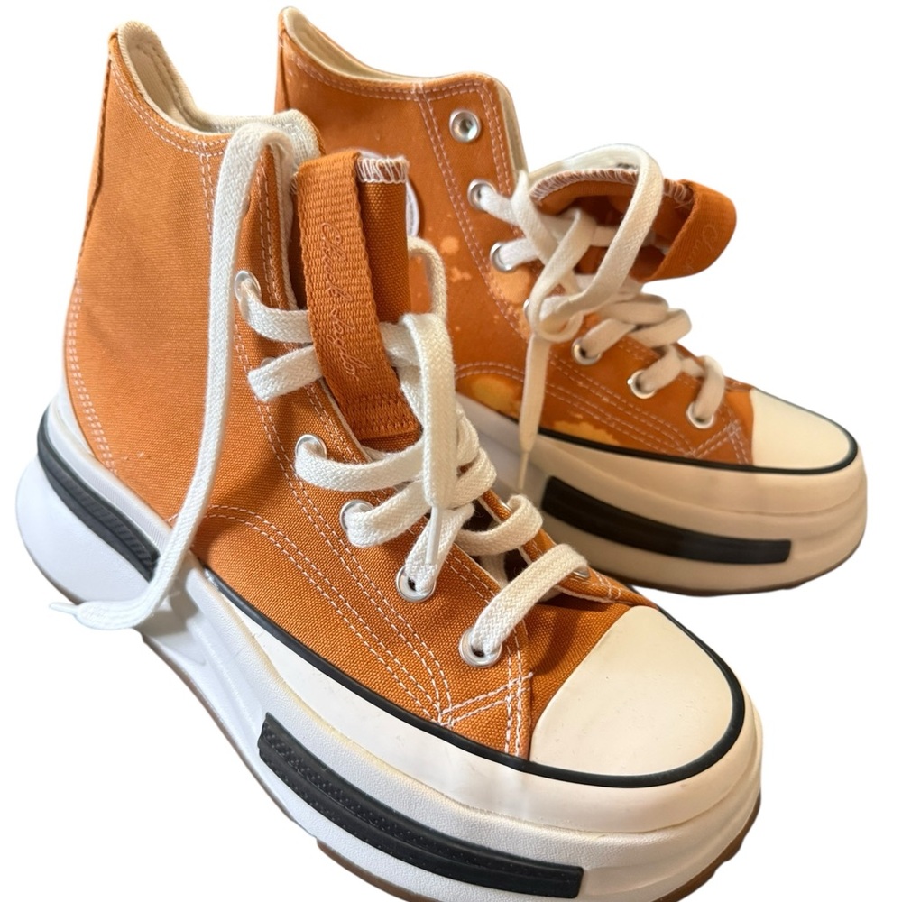Converse Cream Canvas Sneaker with Orange Pull Tab
